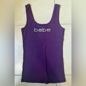 Vintage Y2K Bebe Purple Ribbed Tank Top Logo Gothic Made USA Large